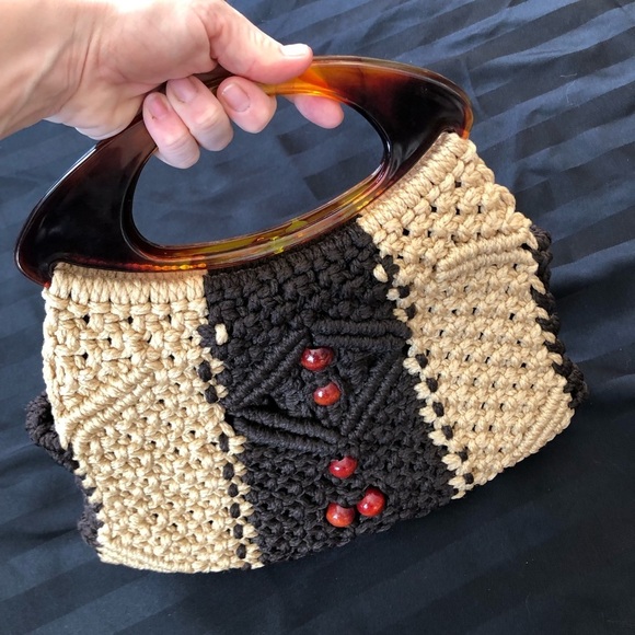 Vtg Handmade Macrame Purse - Picture 15 of 15
